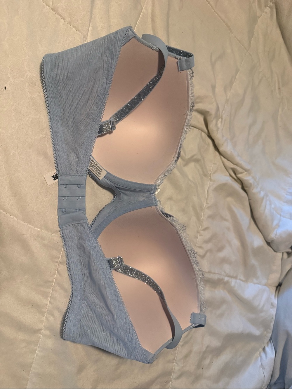Victoria's Secret Light Blue Snowflake Embroidered T-Shirt Bra - Picture 2 of 4